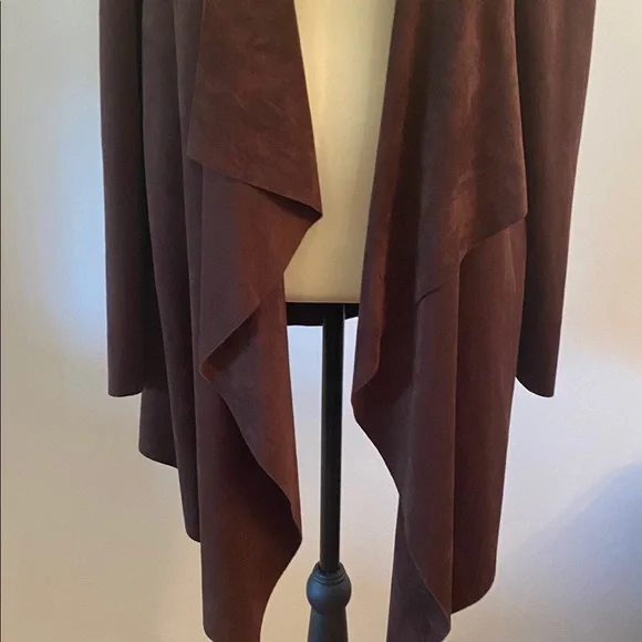 Joseph Ribkoff size 14 dark brown open front suede jacket - Picture 2 of 7